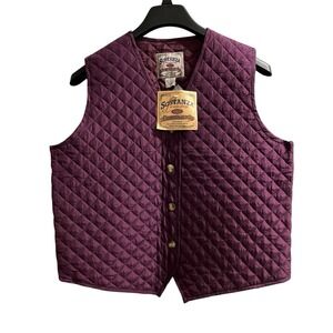 Vintage Sostanza Vest Women L 100% Silk Shell Purple‎ Classic Quilted Puffer
